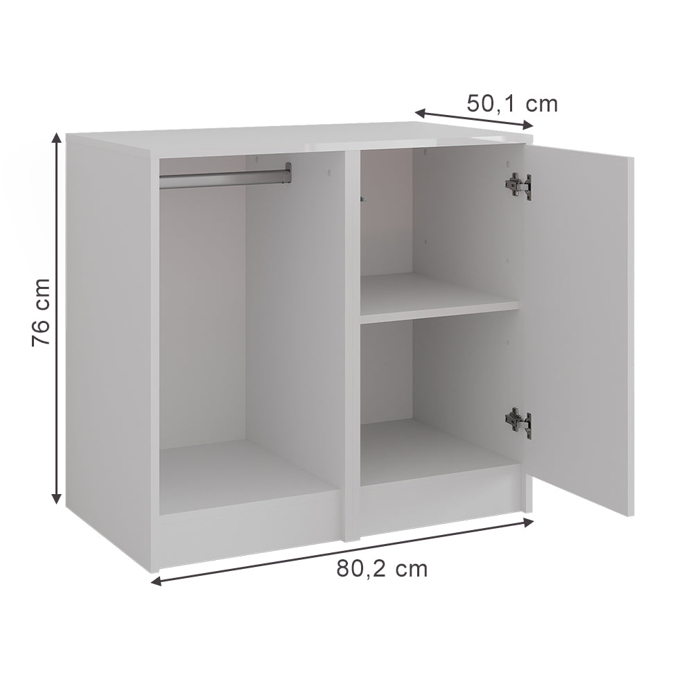 Vicco Credenza Bianco/bianco lucido 80.2 x 76 cm 2 parti