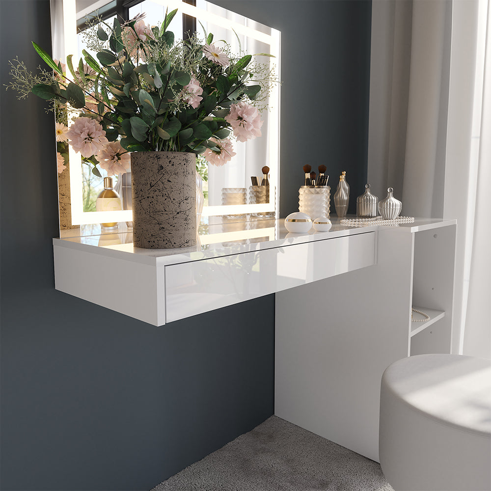 Vicco Tavolo da toeletta Bianco/bianco lucido 81.4 cm 4 parti