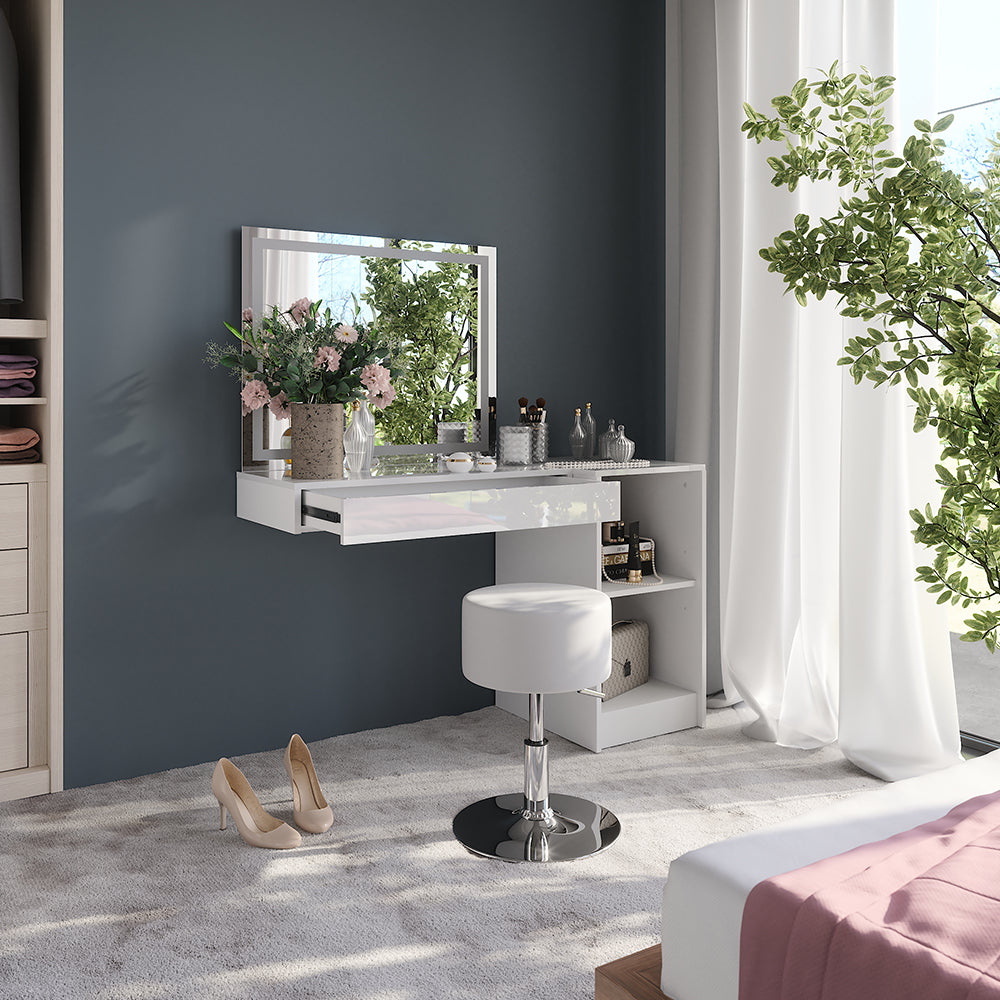 Vicco Tavolo da toeletta Bianco/bianco lucido 81.4 cm 4 parti