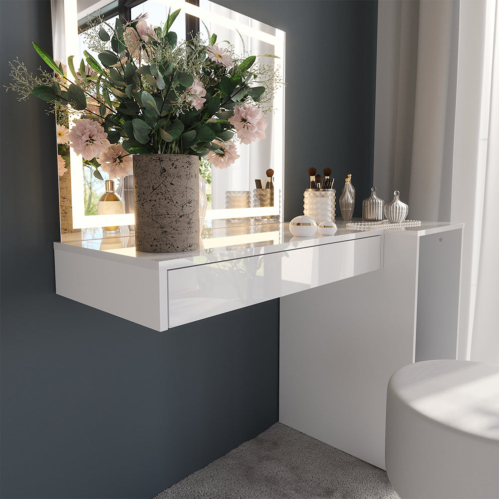 Vicco Tavolo da toeletta Bianco/bianco lucido 81.4 cm 4 parti