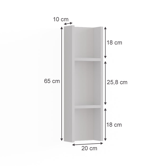 Vicco Armadio aggiuntivo Bianco 20 x 65 cm con 3 scomparti portaoggetti