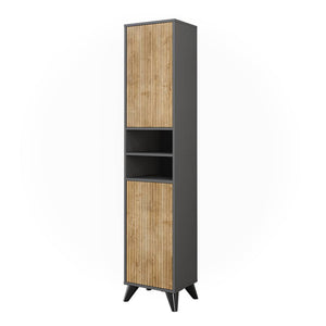 Vicco Mobiletto da bagno Antracite/quercia di montagna 38 x 180 cm con 2 porte
