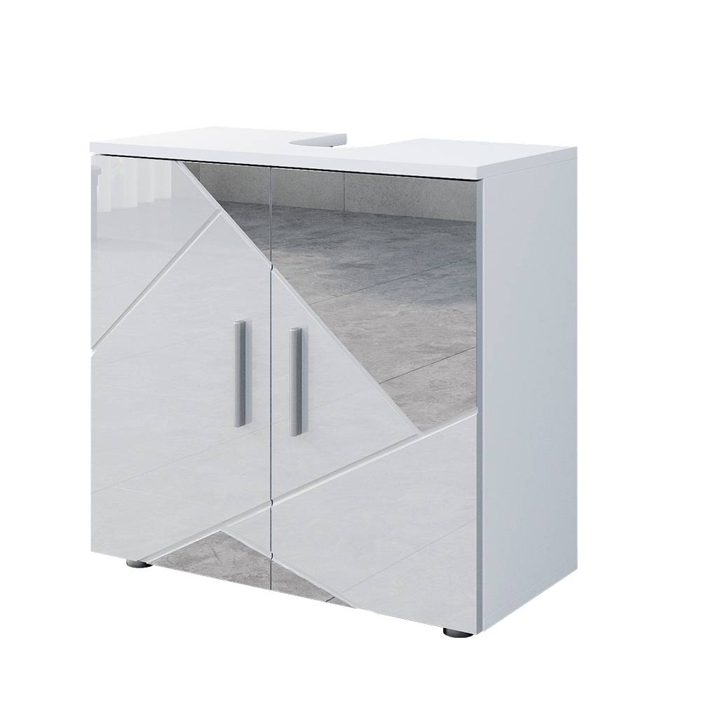 Vicco Mobile sottolavabo per bagno Bianco lucido con inserti 60 x 59 cm