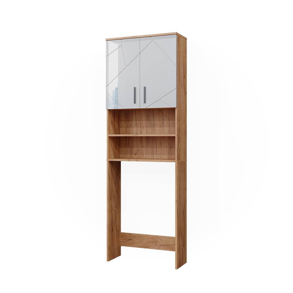 Vicco Mobiletto per lavatrice Bianco lucido/oro power oak 64 x 190.5 cm