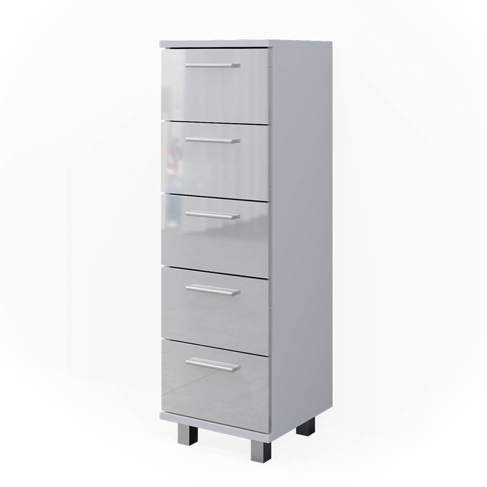 Vicco Cassettiera da bagno Bianco lucido 30 x 95 cm