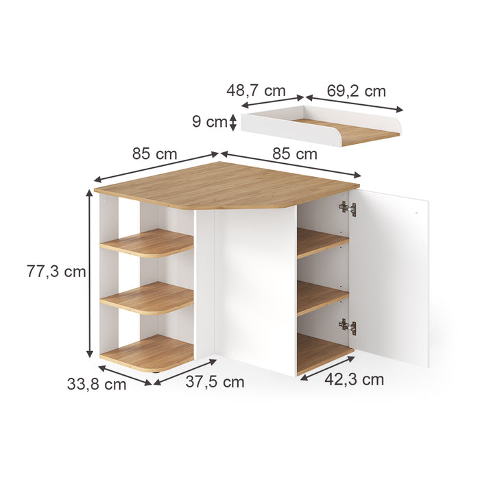 Vicco Fasciatoio Rovere bianco/dorato 85 x 77.3 cm con fasciatoio