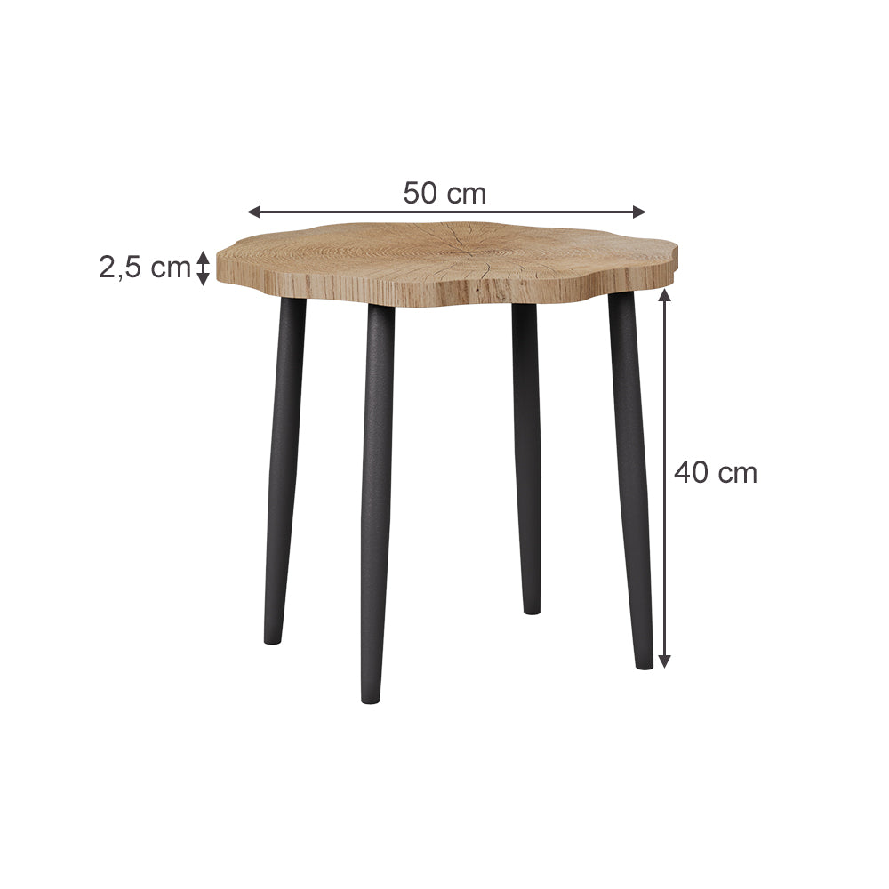 Vicco Tavolino da salotto Rovere 50 x 50 cm