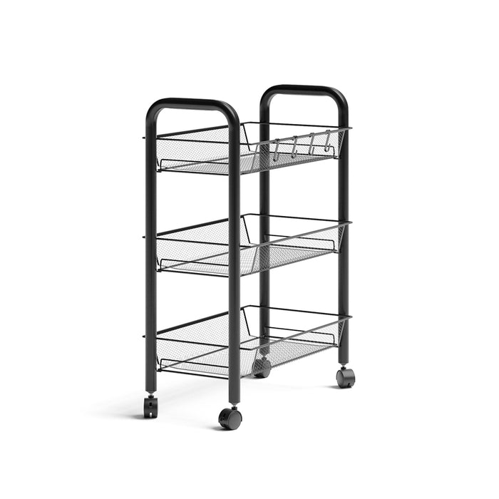 Vicco Contenitore con ruote Nero 45 x 64 cm con 3 scomparti portaoggetti