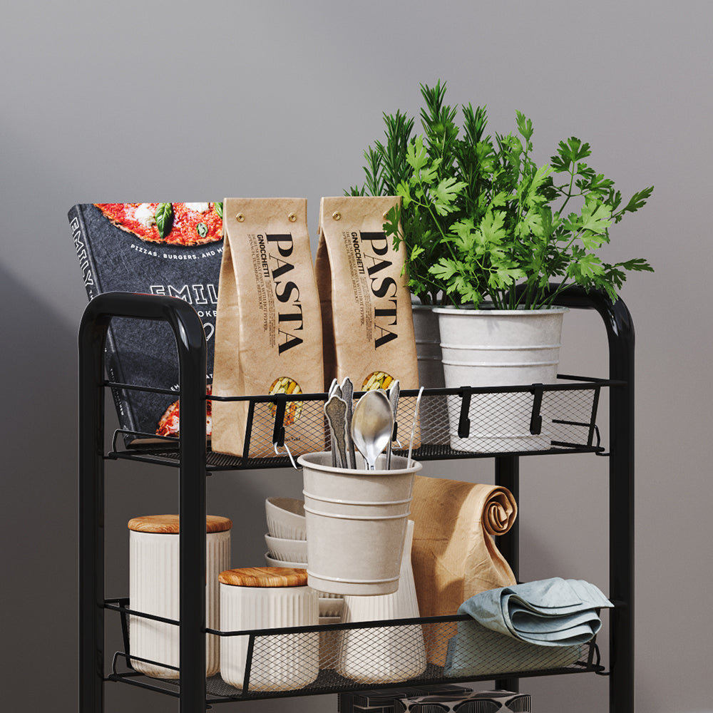 Vicco Contenitore con ruote Nero 45 x 64 cm con 3 scomparti portaoggetti