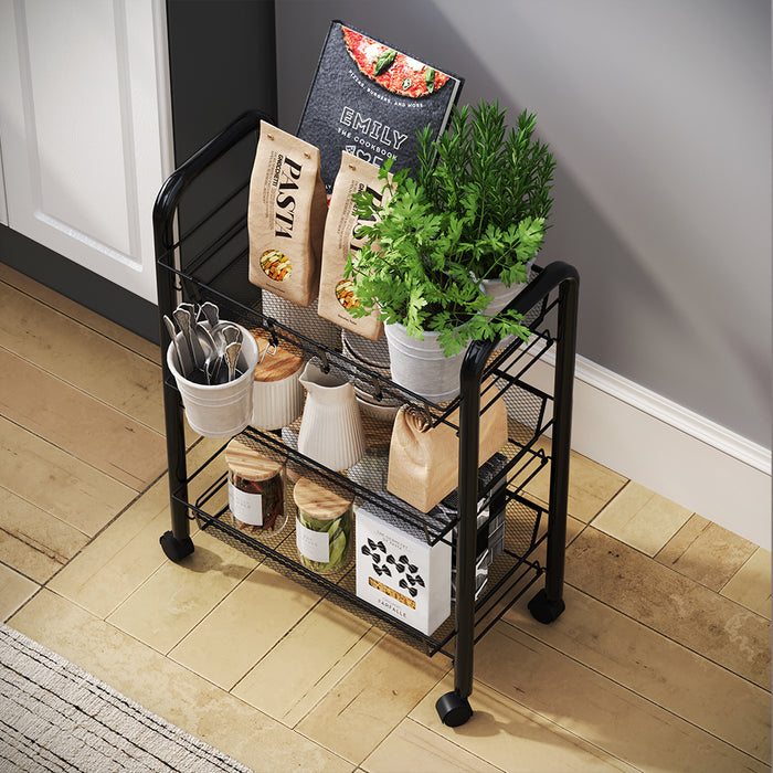 Vicco Contenitore con ruote Nero 45 x 64 cm con 3 scomparti portaoggetti