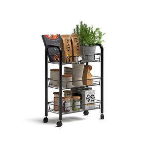 Vicco Contenitore con ruote Nero 45 x 64 cm con 3 scomparti portaoggetti