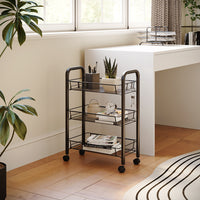 Vicco Contenitore con ruote Nero 45 x 64 cm con 3 scomparti portaoggetti