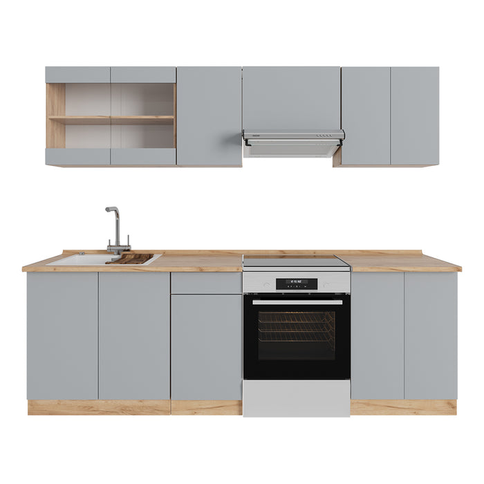 Vicco Mobile da cucina Grigio 240 cm , PL Rovere