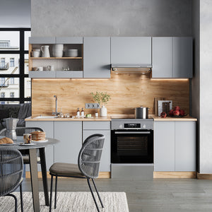 Vicco Mobile da cucina Grigio 240 cm , PL Rovere