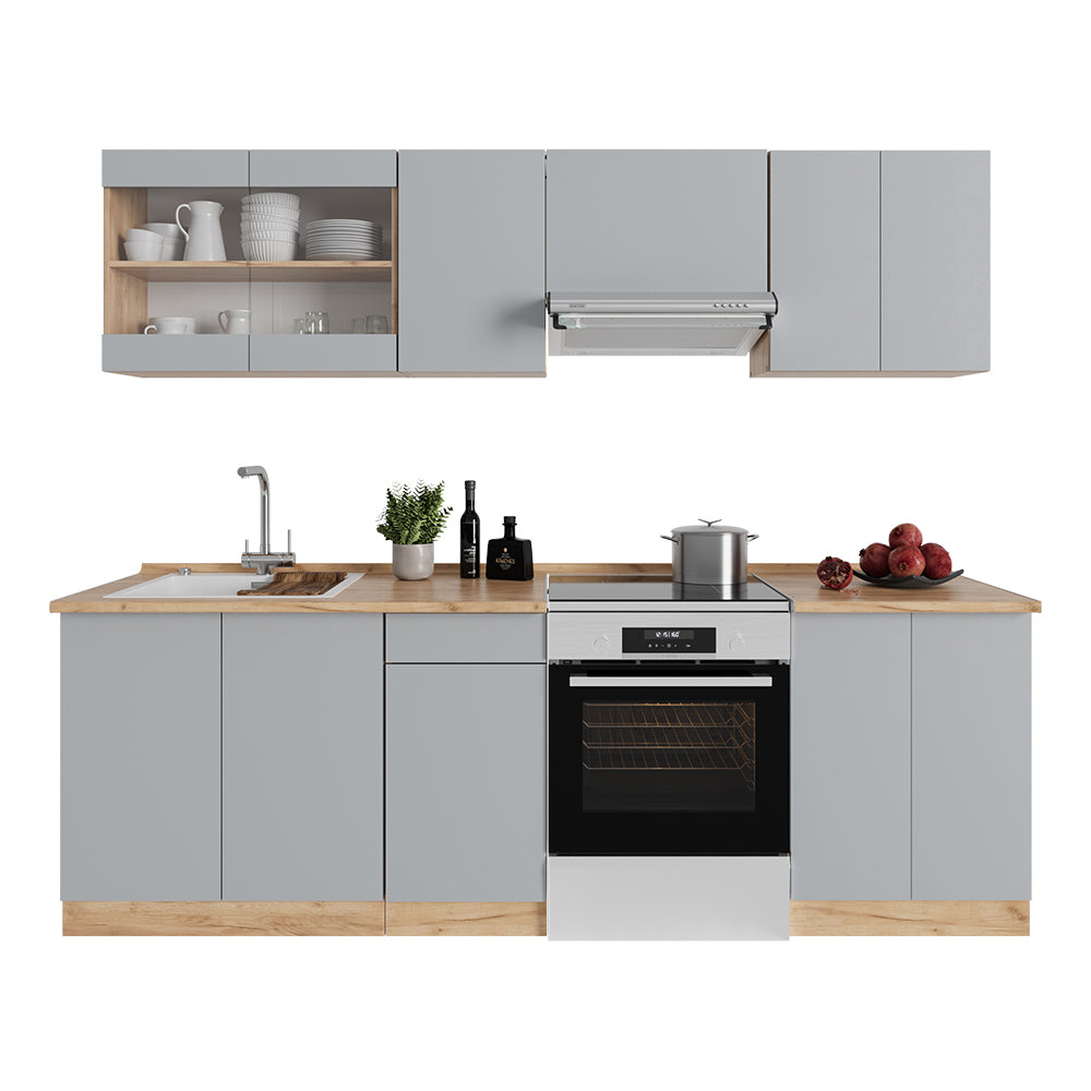 Vicco Mobile da cucina Grigio 240 cm , PL Rovere