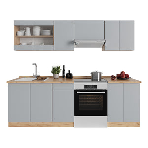 Vicco Mobile da cucina Grigio 240 cm , PL Rovere