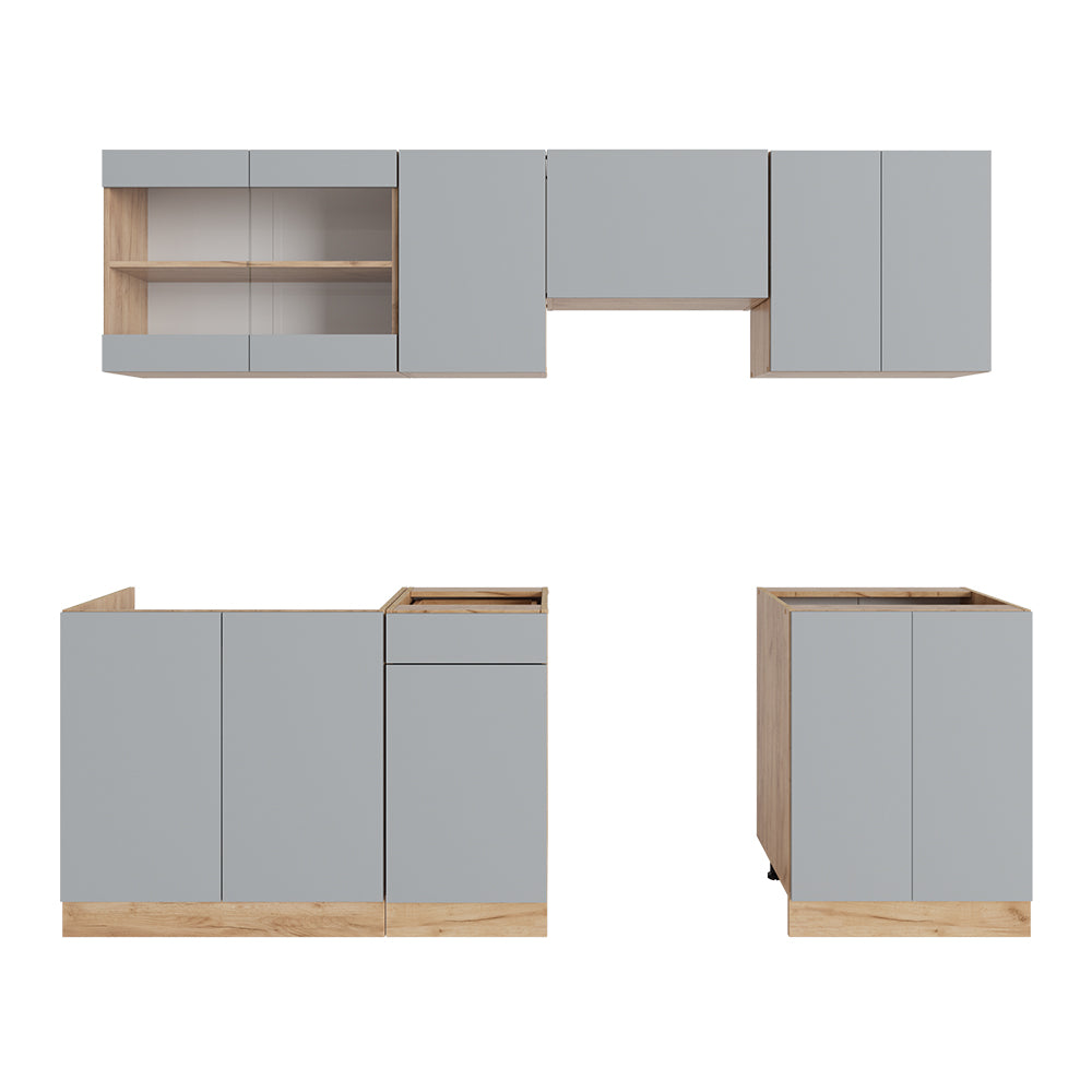 Vicco Mobile da cucina Grigio 240 cm , PL Rovere