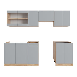 Vicco Mobile da cucina Grigio 240 cm , PL Rovere