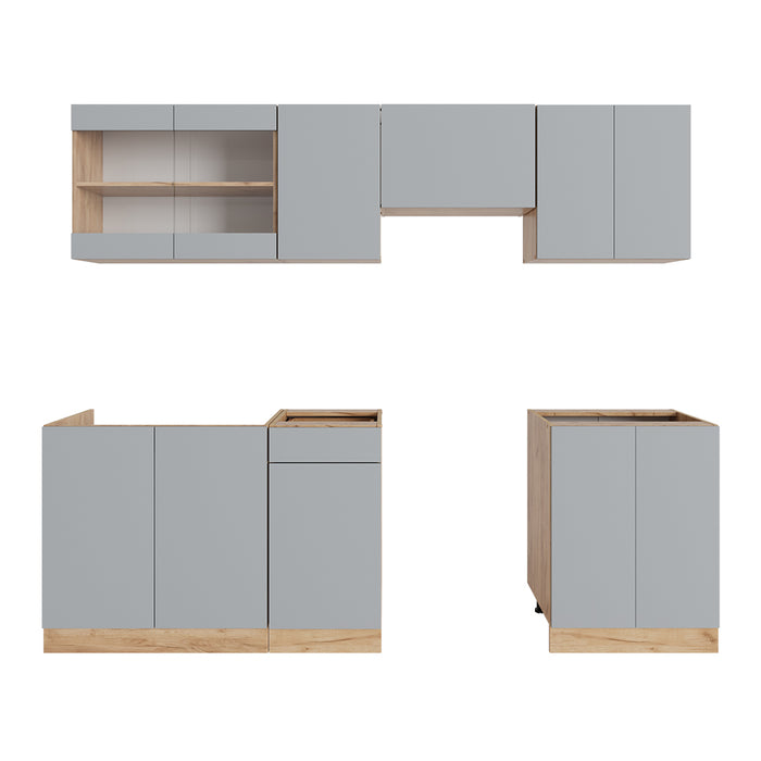 Vicco Mobile da cucina Grigio 240 cm , PL Rovere