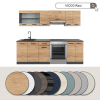Vicco Mobile da cucina Grigio 240 cm , PL Rovere