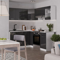 Vicco Cucina angolare completa Antracite lucido/bianco 190 x 60 cm , PL Marmo