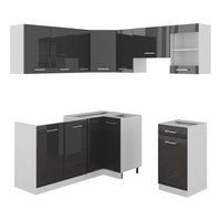 Vicco Cucina angolare completa Antracite lucido/bianco 190 x 60 cm , PL Marmo