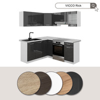 Vicco Cucina angolare completa Antracite lucido/bianco 190 x 60 cm , PL Marmo