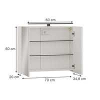 Vicco Specchio contenitore bagno Bianco 70 x 60 cm con illuminazione a LED