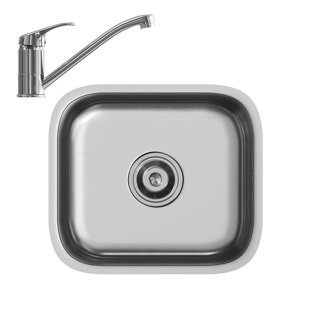 Vicco Lavello Acciaio 39 x 44 cm Set con rubinetto, ingresso e uscita