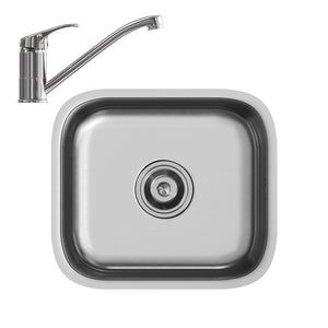 Vicco Lavello Acciaio 39 x 44 cm Set con rubinetto, ingresso e uscita