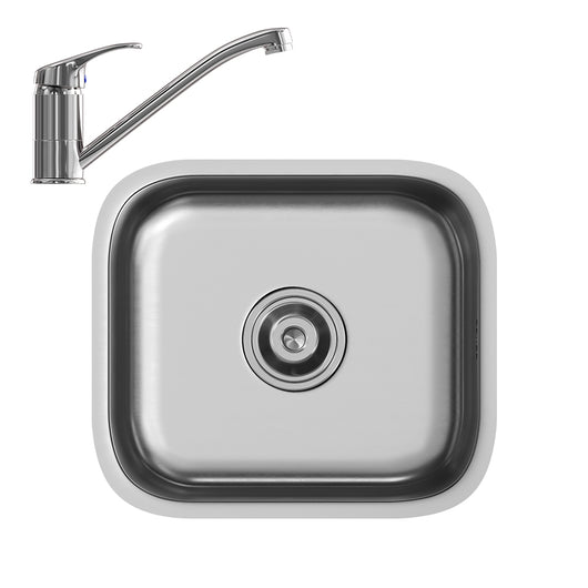 Vicco Lavello Acciaio 39 x 44 cm Set con rubinetto, ingresso e uscita