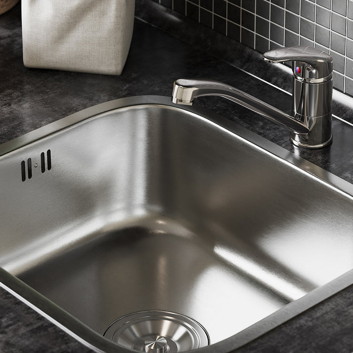 Vicco Lavello Acciaio 39 x 44 cm Set con rubinetto, ingresso e uscita