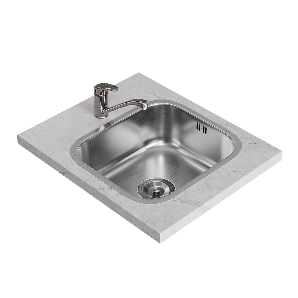 Vicco Lavello Acciaio 39 x 44 cm Set con rubinetto, ingresso e uscita