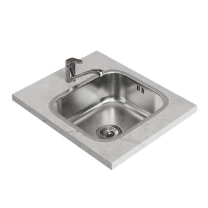 Vicco Lavello Acciaio 39 x 44 cm Set con rubinetto, ingresso e uscita