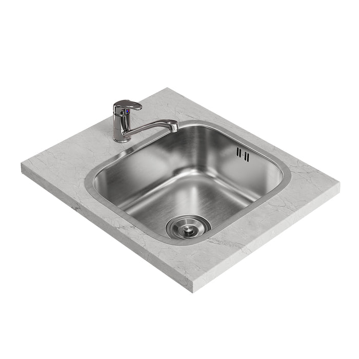 Vicco Lavello Acciaio 39 x 44 cm Set con rubinetto, ingresso e uscita