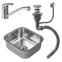 Vicco Lavello Acciaio 39 x 44 cm Set con rubinetto, ingresso e uscita