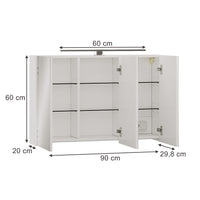 Vicco Specchio contenitore bagno Bianco 90 x 60 cm con illuminazione a LED