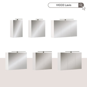 Vicco Specchio contenitore bagno Bianco 90 x 60 cm con illuminazione a LED