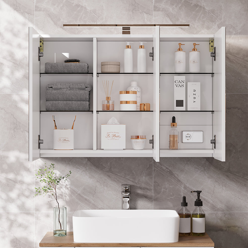 Vicco Specchio contenitore bagno Bianco 90 x 60 cm con illuminazione a LED
