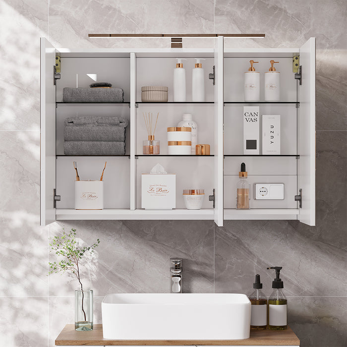 Vicco Specchio contenitore bagno Bianco 90 x 60 cm con illuminazione a LED