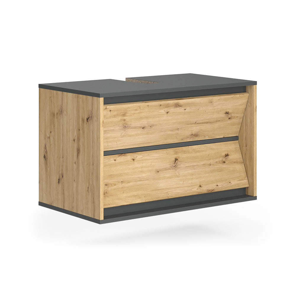 Vicco Mobile sottolavabo per bagno Antracite/Artisan 80 x 50 cm con 2 cassetti