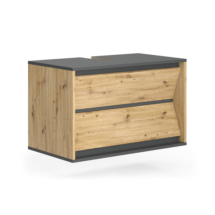 Vicco Mobile sottolavabo per bagno Antracite/Artisan 80 x 50 cm con 2 cassetti