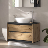 Vicco Mobile sottolavabo per bagno Antracite/Artisan 80 x 50 cm con 2 cassetti
