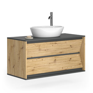 Vicco Mobile sottolavabo per bagno Antracite/Artisan 100 x 50 cm con 2 cassetti