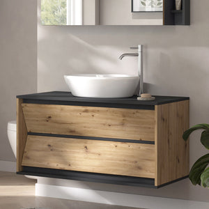 Vicco Mobile sottolavabo per bagno Antracite/Artisan 100 x 50 cm con 2 cassetti