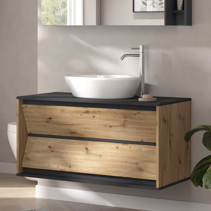 Vicco Mobile sottolavabo per bagno Antracite/Artisan 100 x 50 cm con 2 cassetti