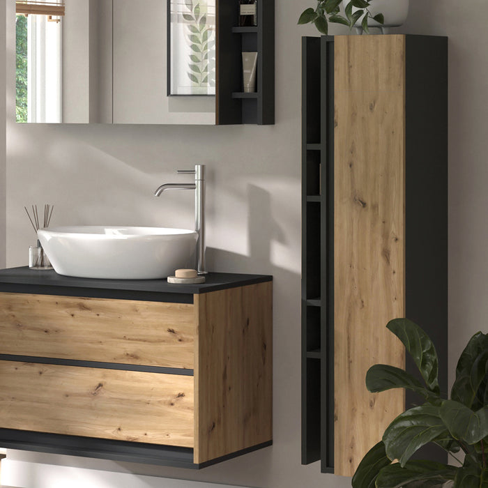 Vicco mobile bagno Antracite/Artisan 35 x 120 cm con 4 scomparti portaoggetti