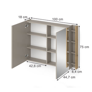 Vicco Specchio contenitore bagno Cachemire 100 x 75 cm con ripiani