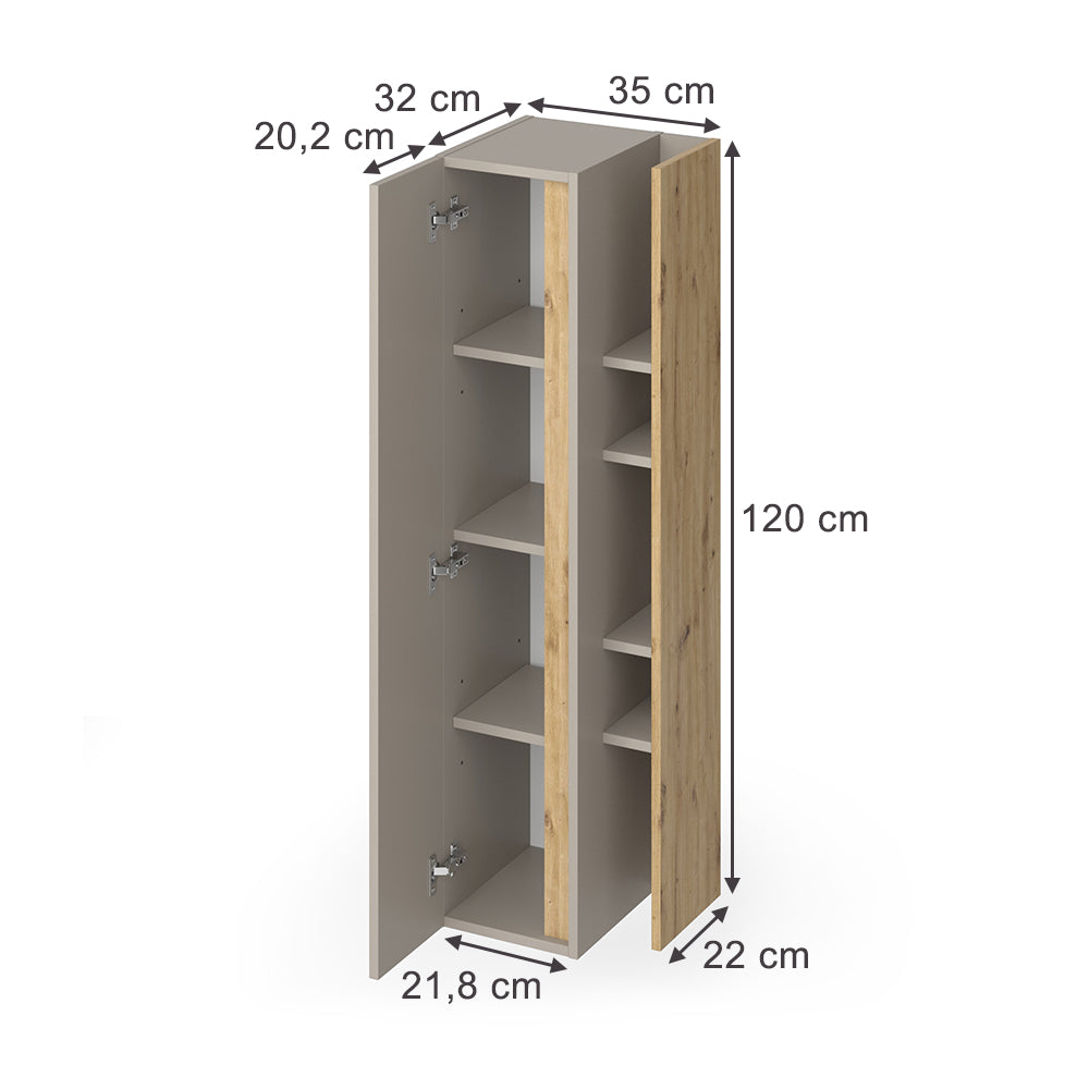 Vicco mobile bagno Cachemire 35 x 120 cm con 4 scomparti aperti
