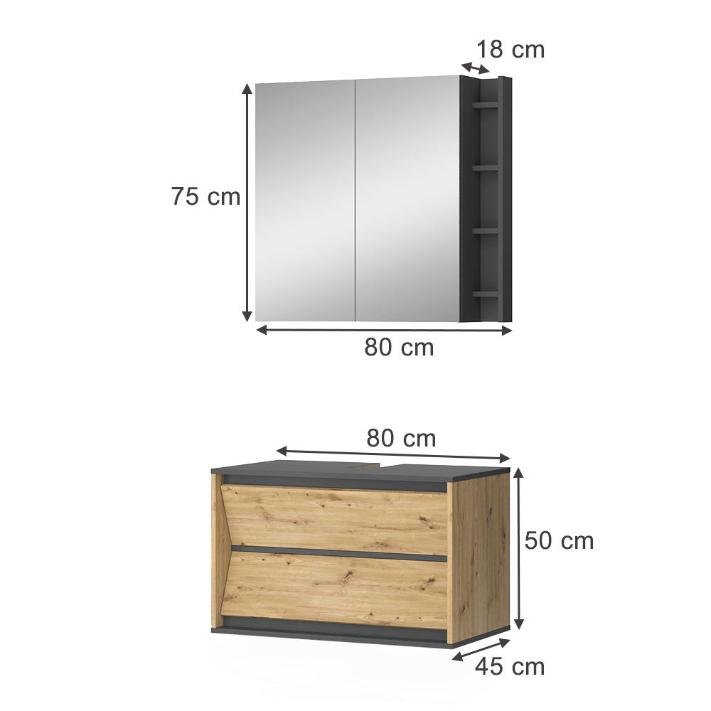 Vicco Set di mobili da bagno Artigiano 2 parti